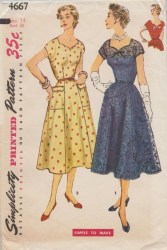 4667 50s SIMPLE KIMONO SLV FLARE DRESS PATTERN 18 36'' B
